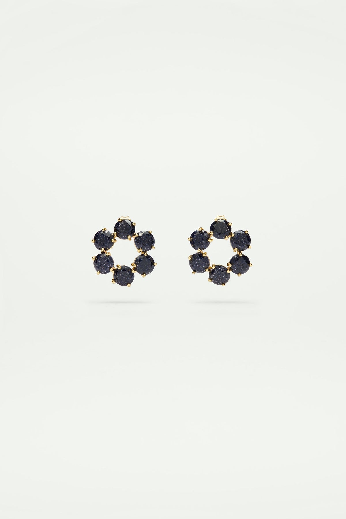 Post Earrings LA DIAMANTINE Sparkling navy blue — front view