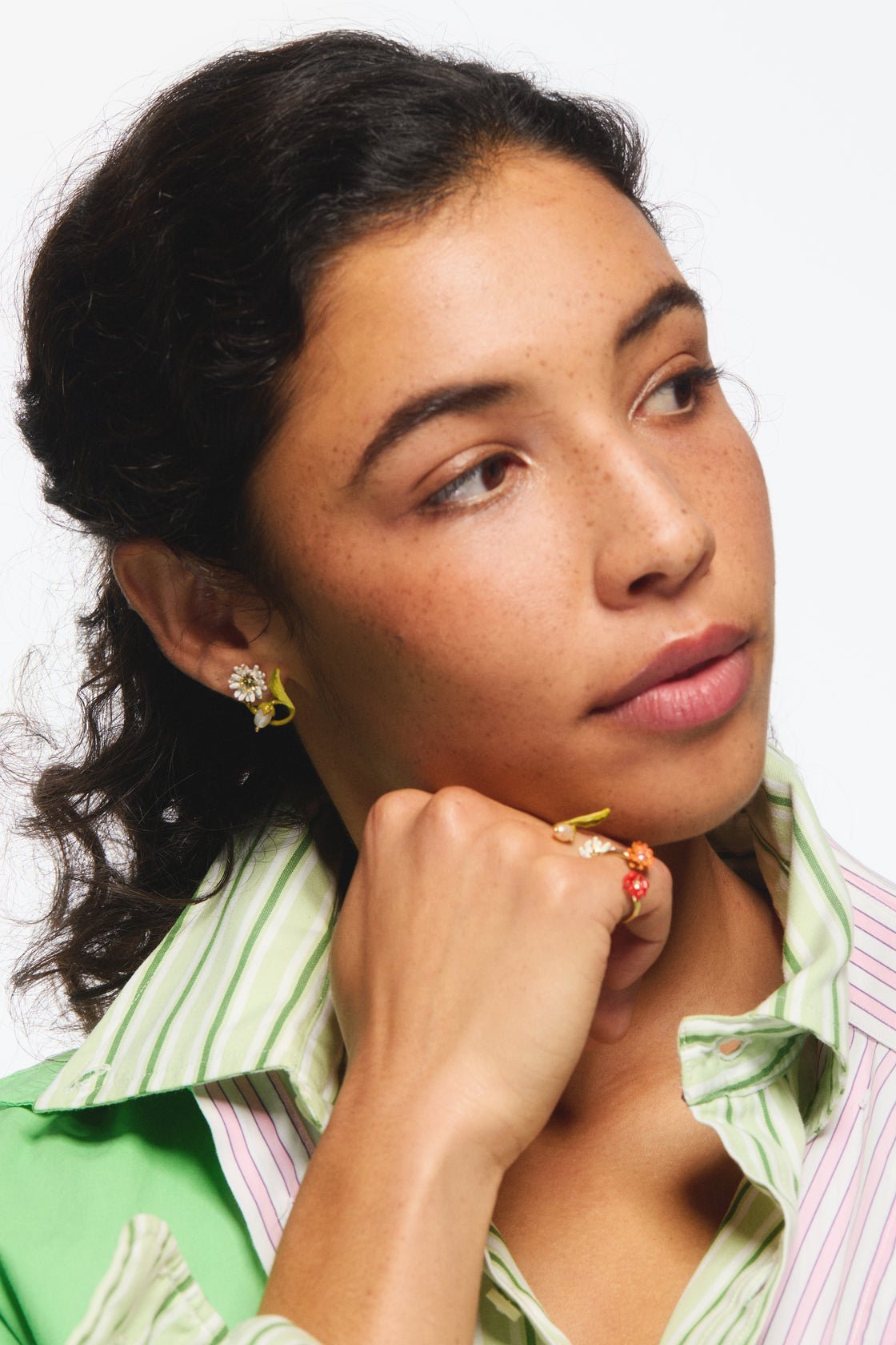 Hoop Earrings FLEUR DE ROCHE — worn by a model