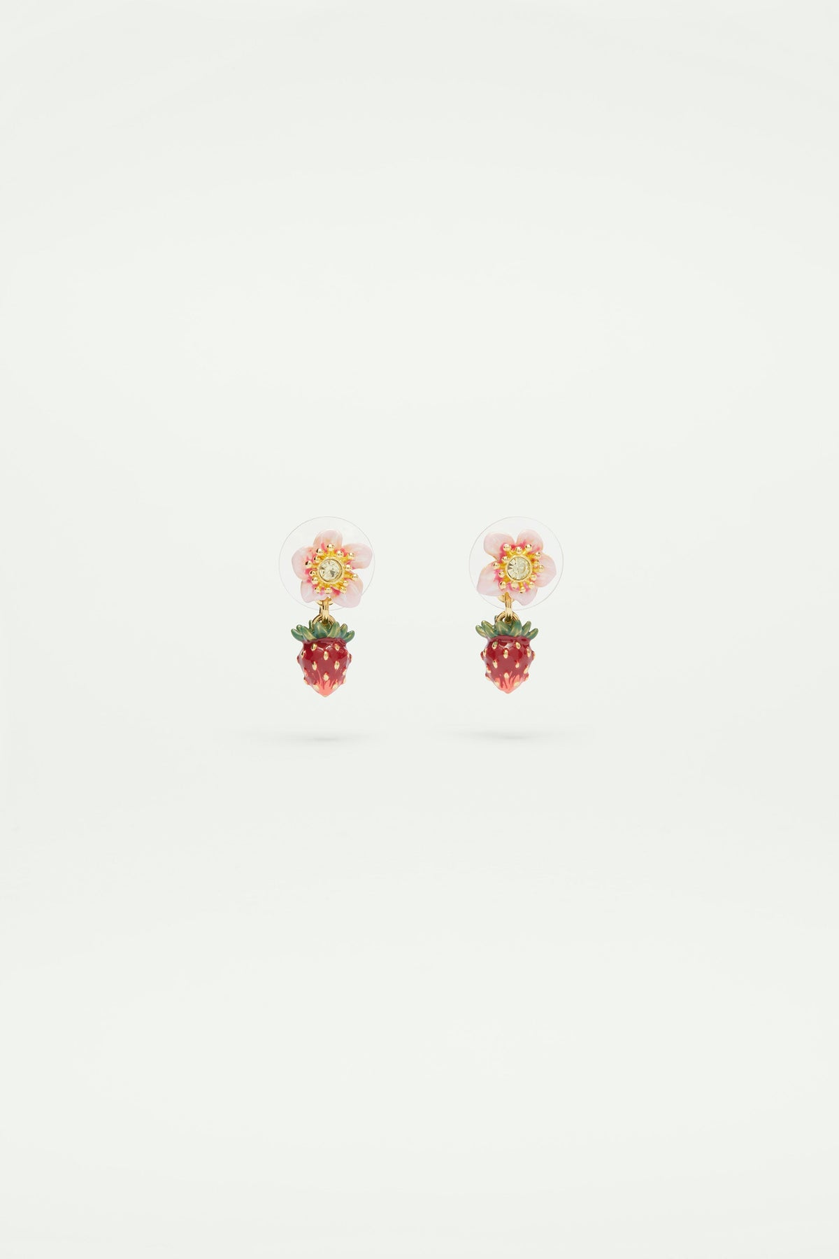 Wild strawberry and rose earrings