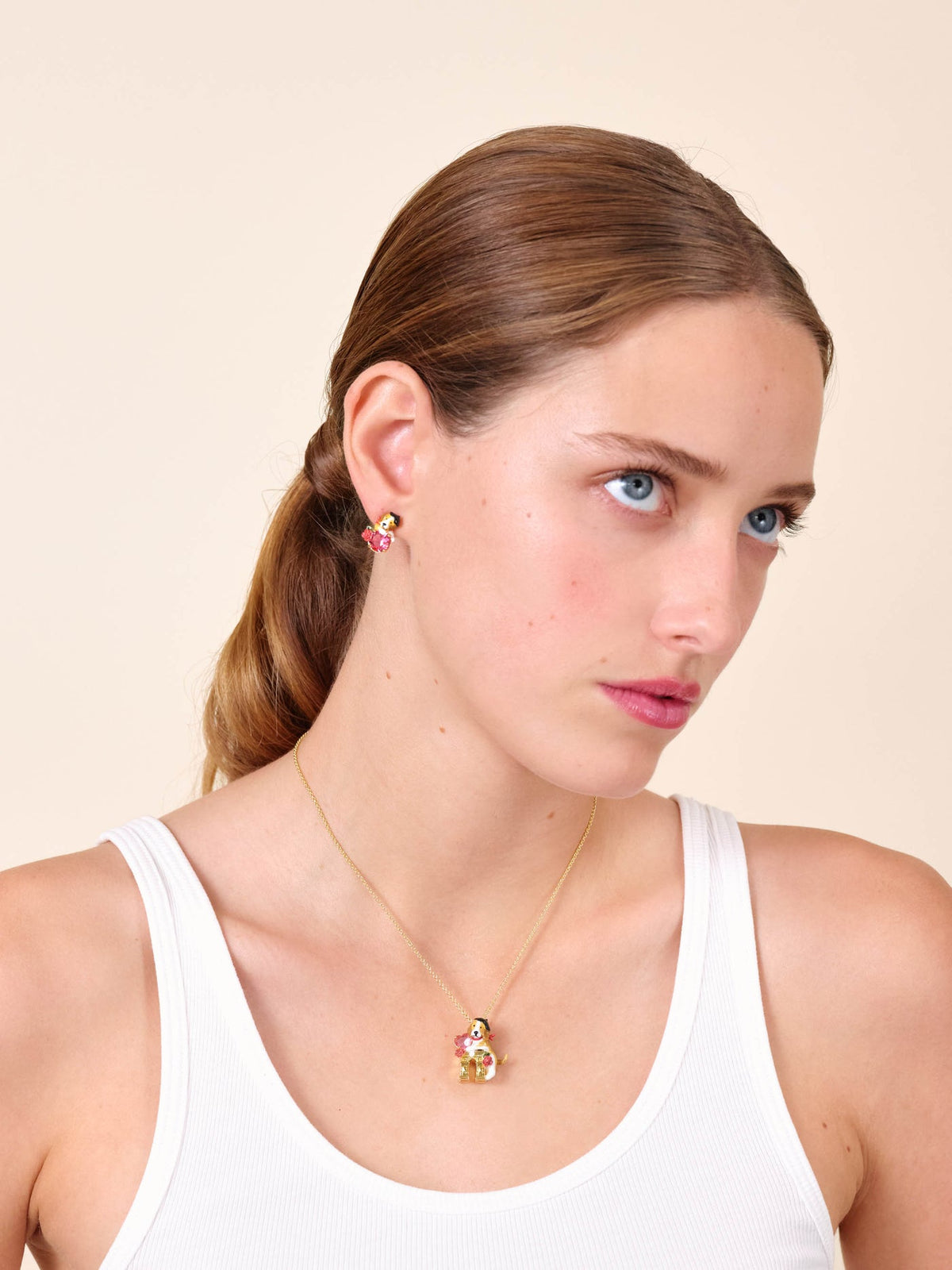 Post Earrings SOUVENIRS DE PARIS — worn by a model