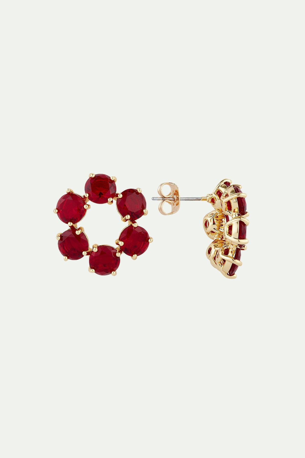 Clip Earrings LA DIAMANTINE Rouge Grenat — detail view