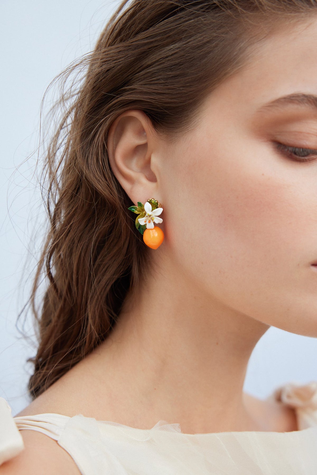 Clip Earrings JARDINS DE PROVENCE Orange blossom & Stone — detail view