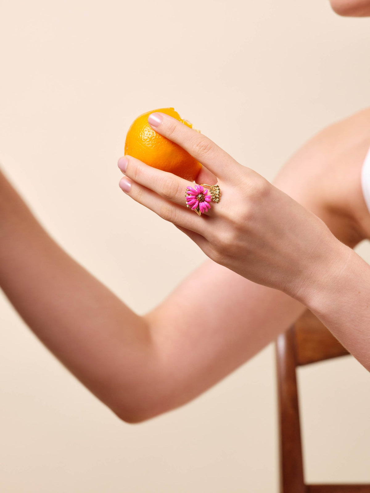 Adjustable Ring FLEURS IMAGINAIRES — worn by a model