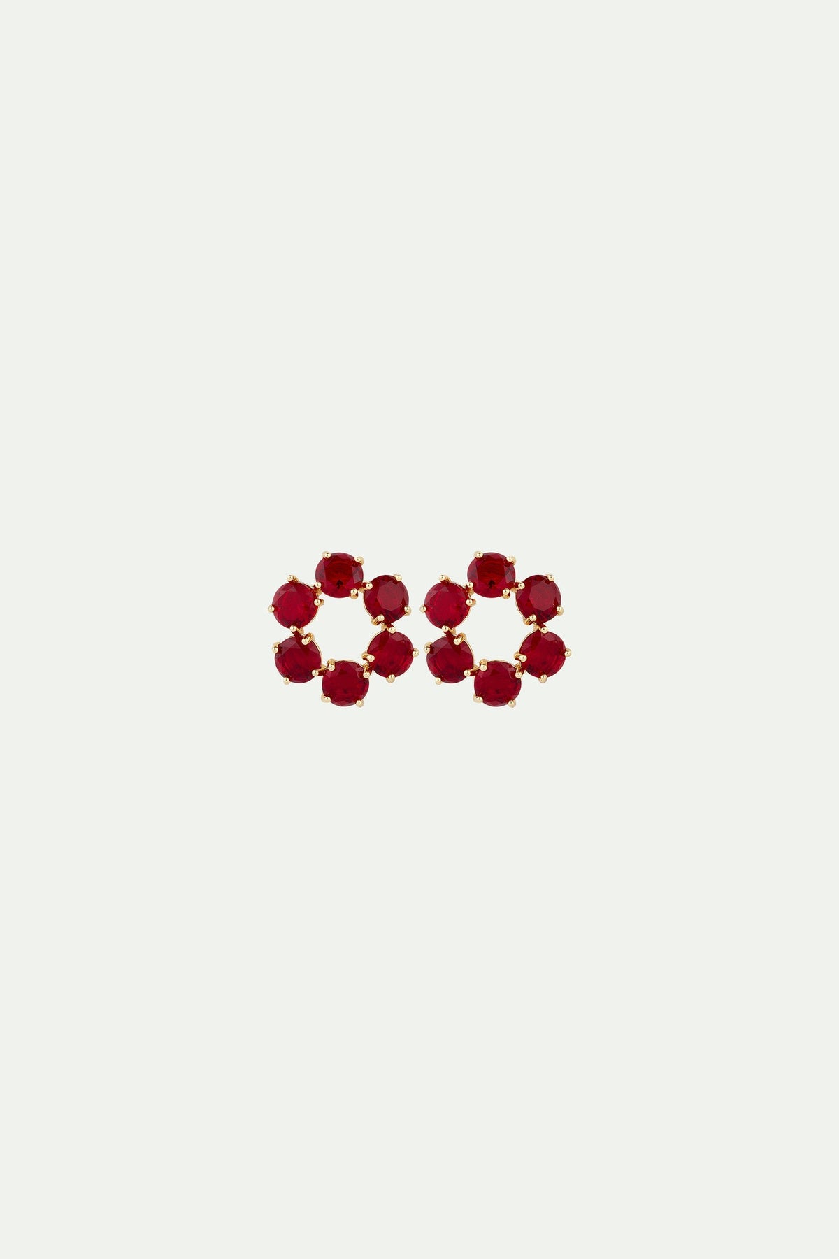 Clip Earrings LA DIAMANTINE Rouge Grenat — front view
