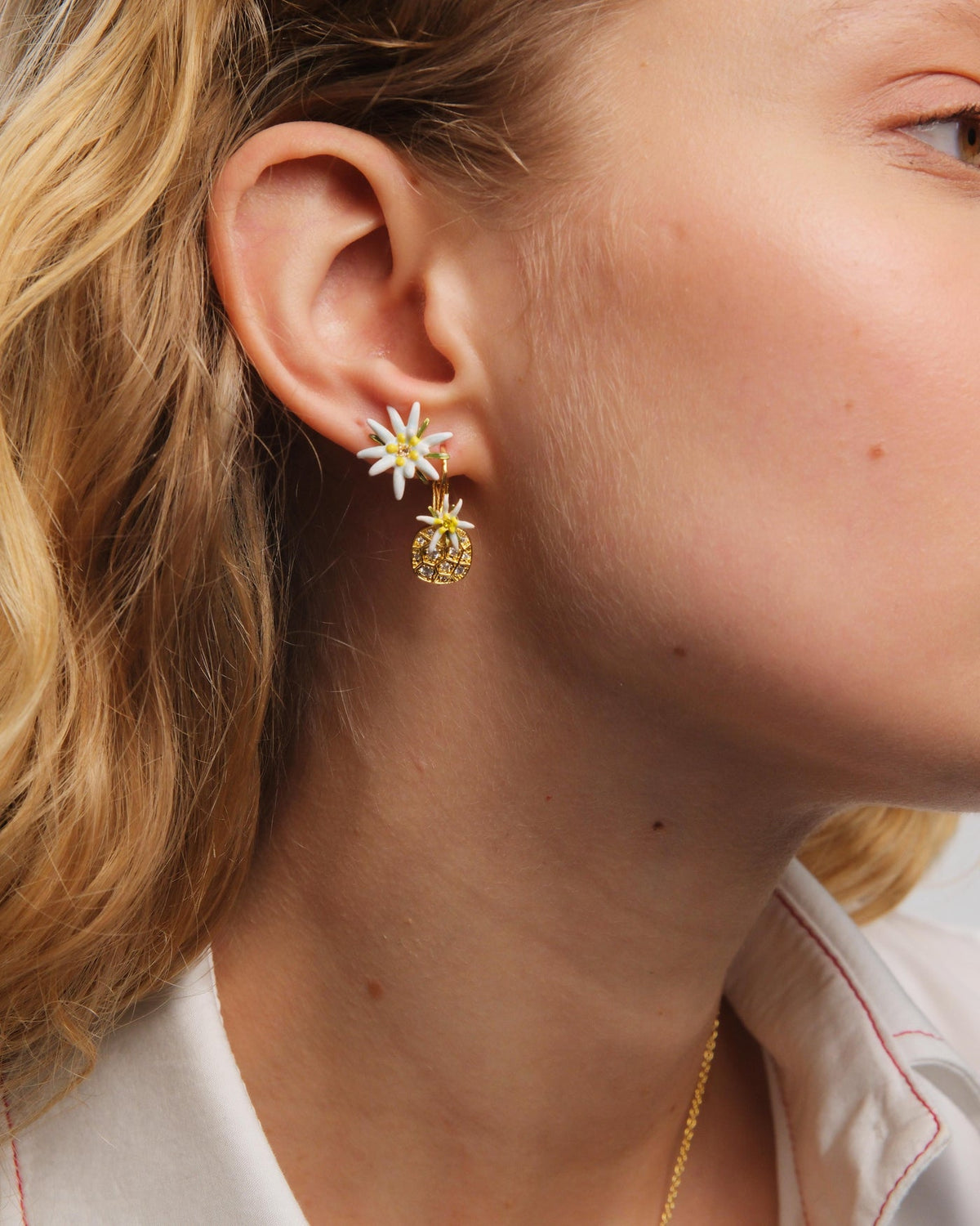 Sleeper Earrings LES NÉRÉIDES LOVES ANIMALS — worn by a model