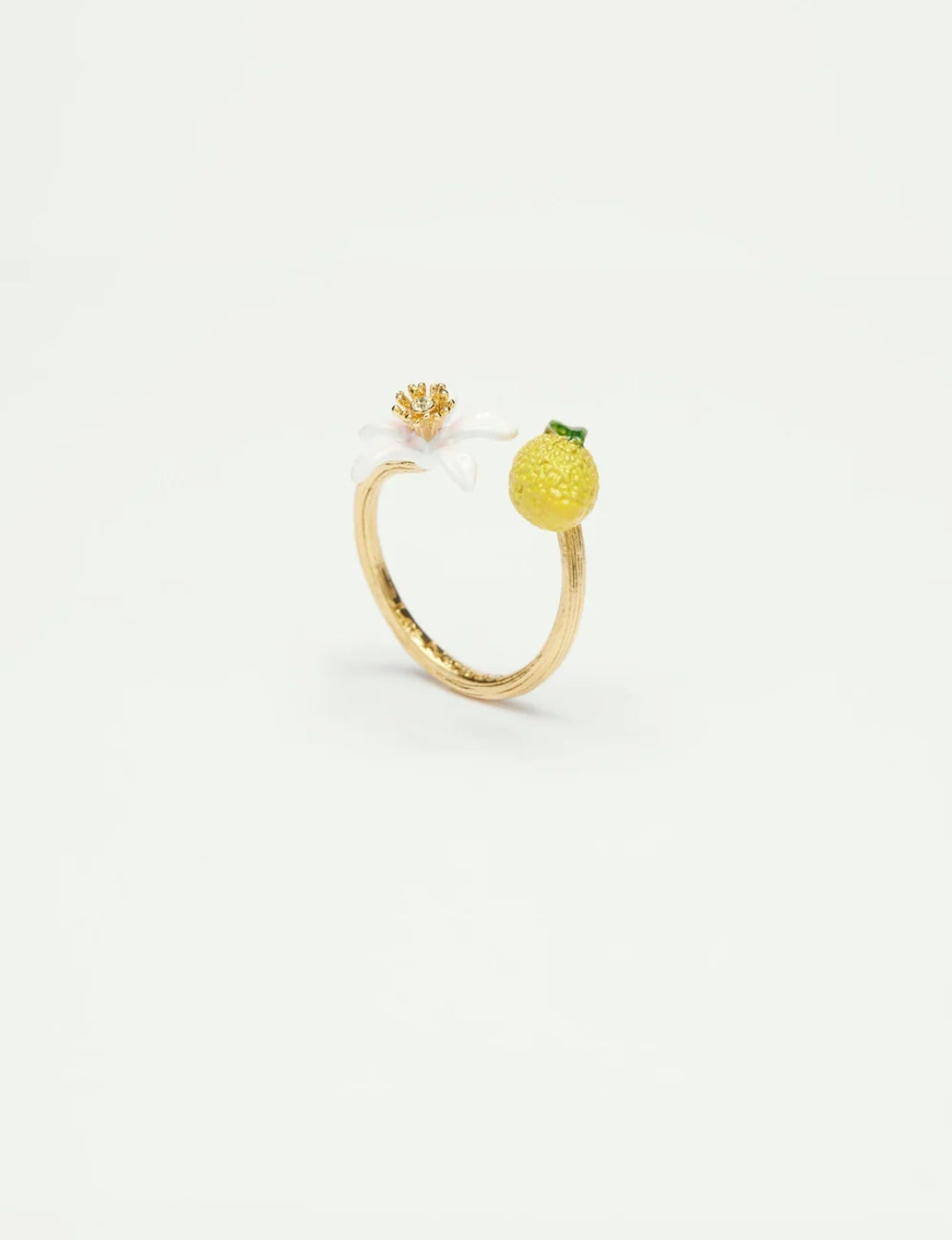 Lemon and lemon blossom adjustable ring