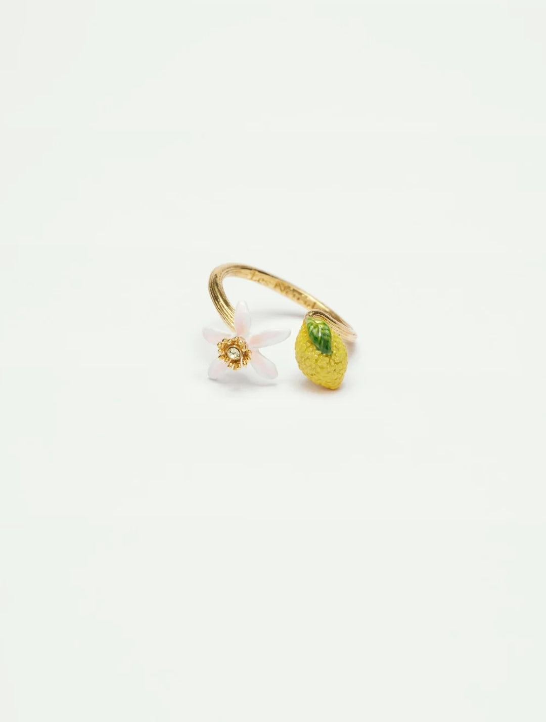 Lemon and lemon blossom adjustable ring